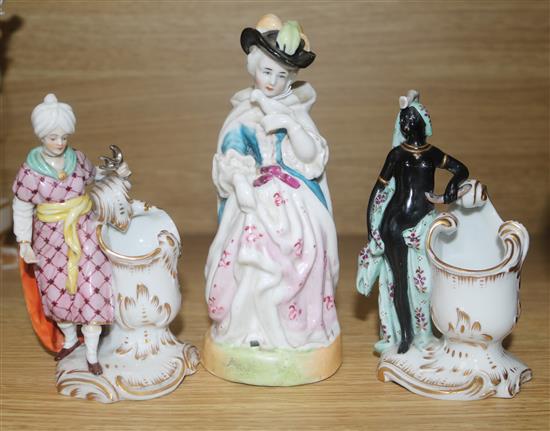 Two Furstenberg figural salts and a Continental figure